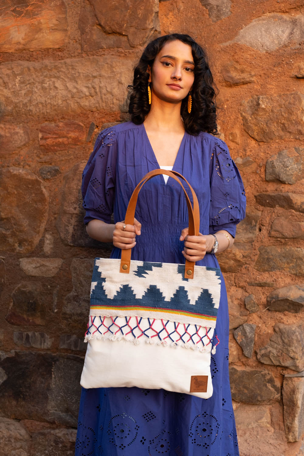 Dupki ~ Blue Geometric Pattern Tote Bag