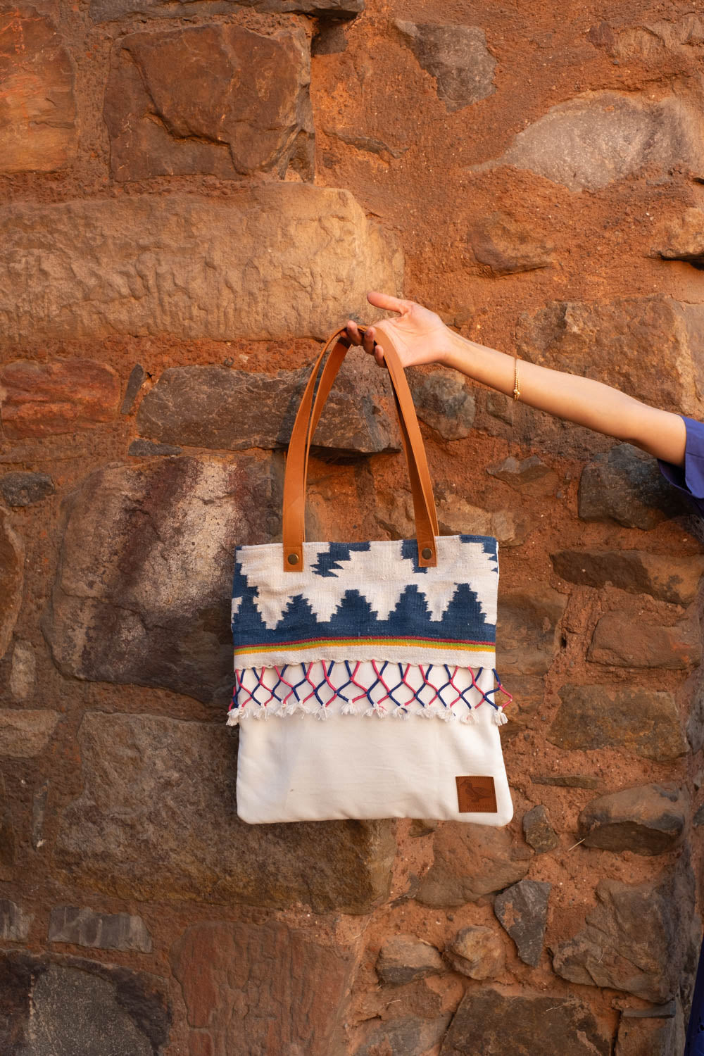 Dupki ~ Blue Geometric Pattern Tote Bag