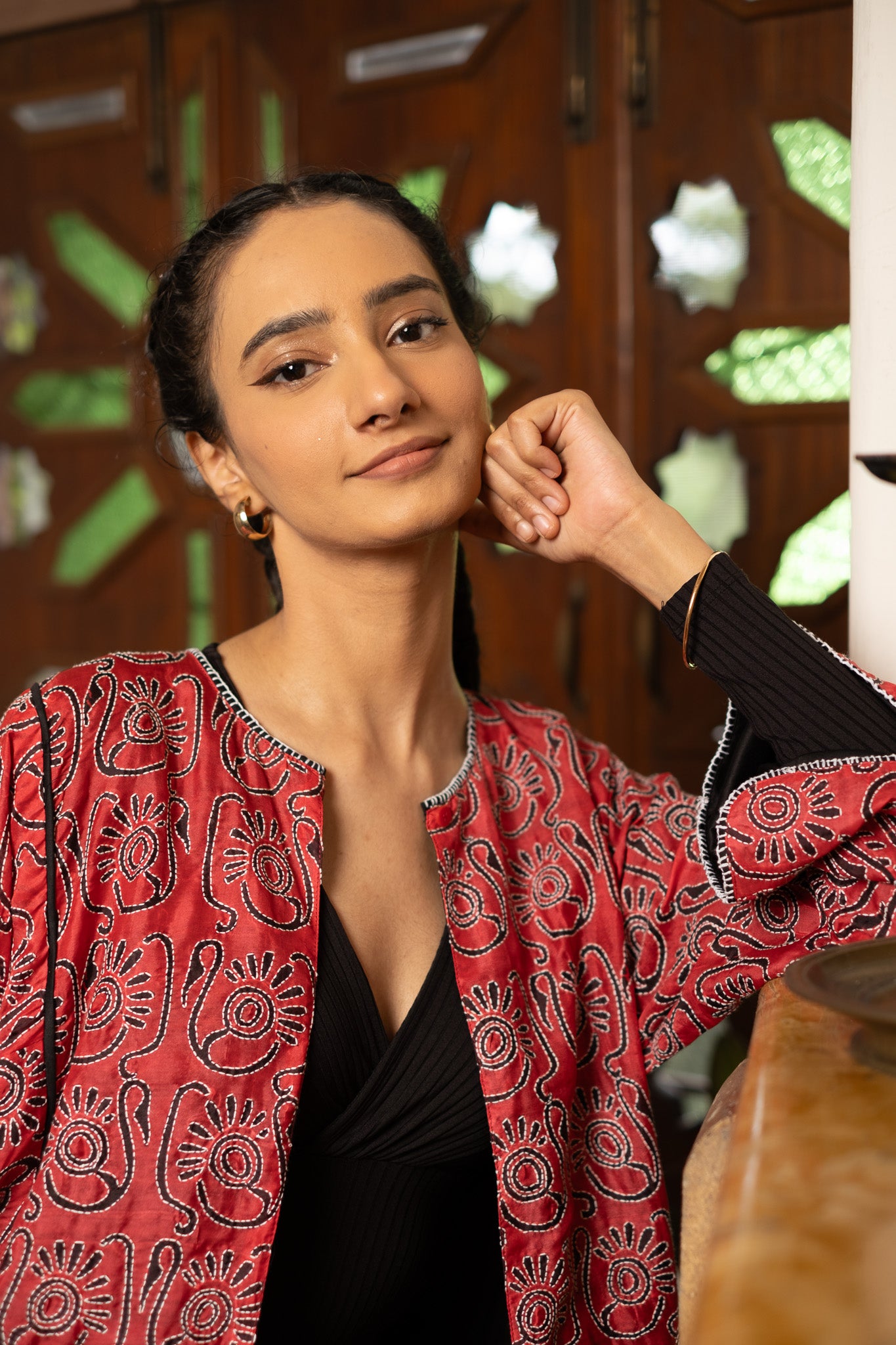 Saaras Blockprint Silk Kantha Overlay