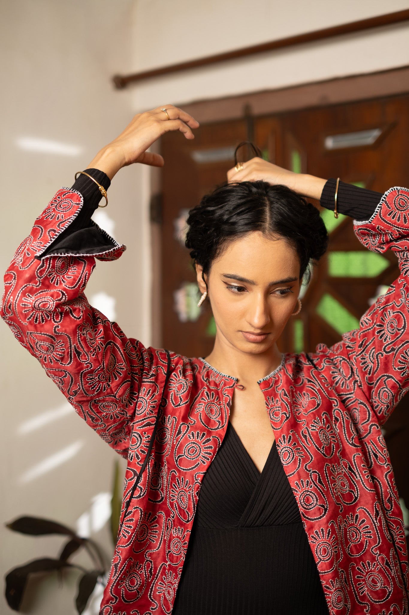 Saaras Blockprint Silk Kantha Overlay