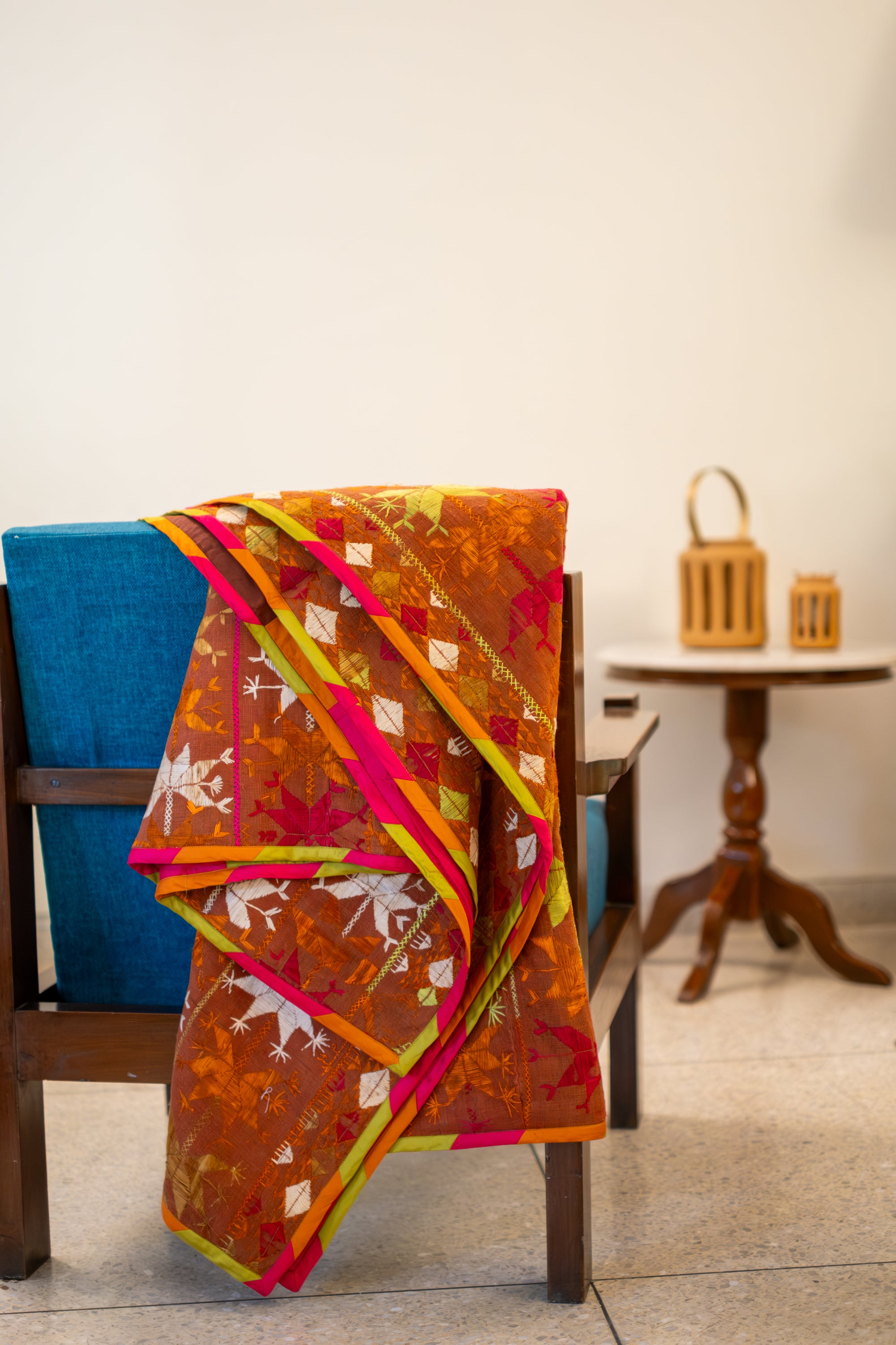 Saira - A Vintage Phulkari Throw