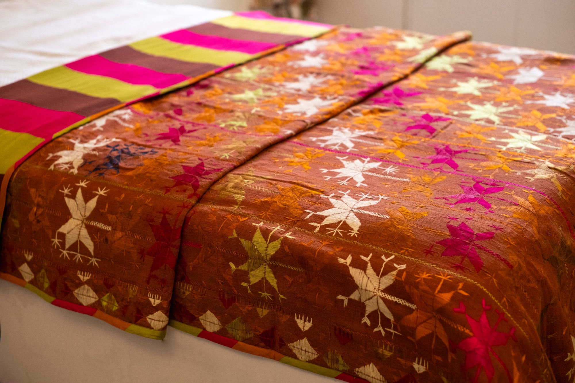 Saira - A Vintage Phulkari Throw