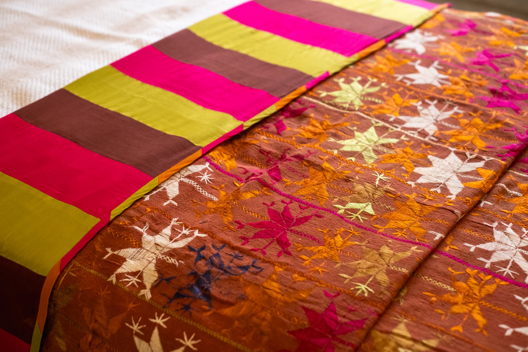 Saira - A Vintage Phulkari Throw