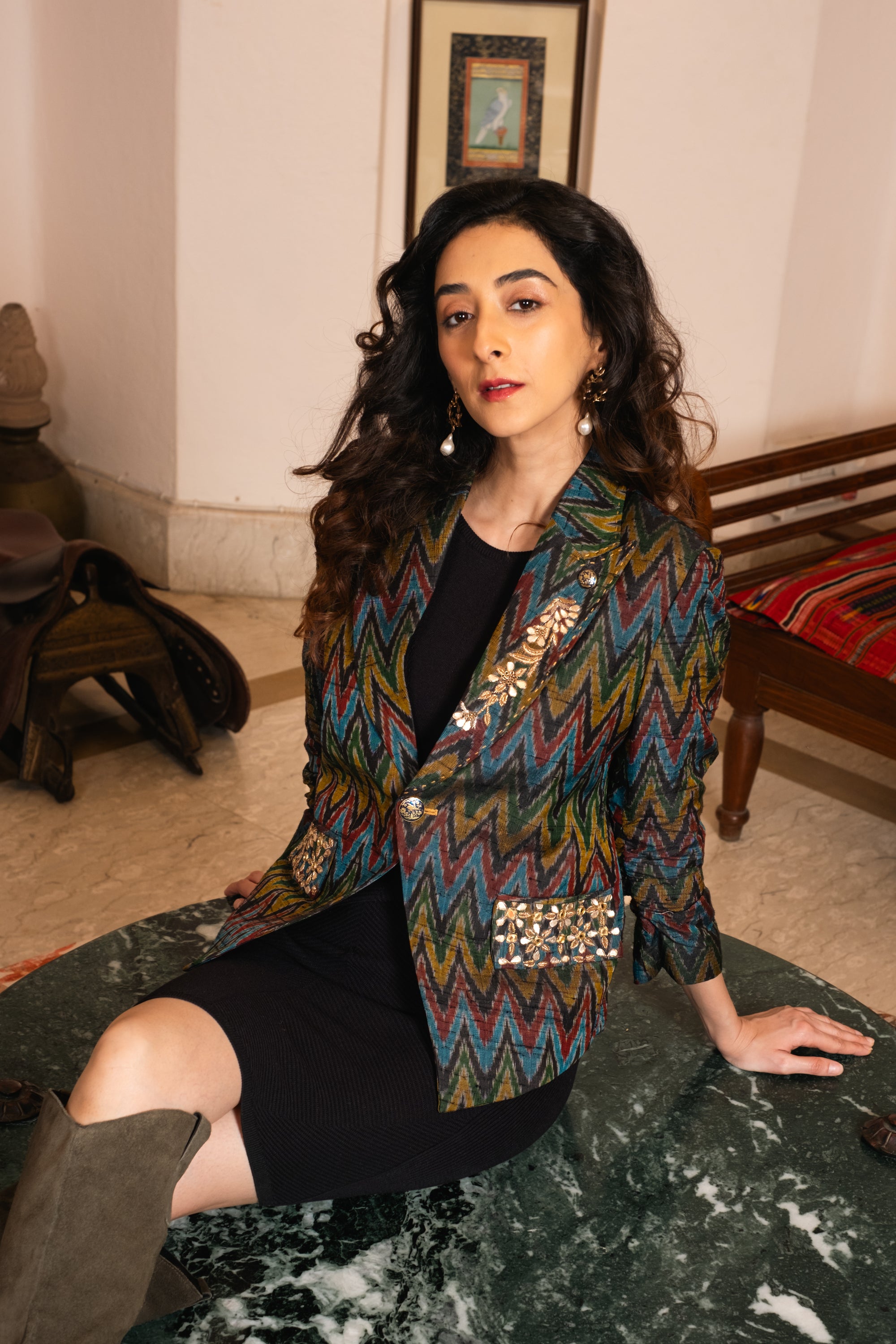 Kalij Jacket Raw Silk Embroidered Jacket