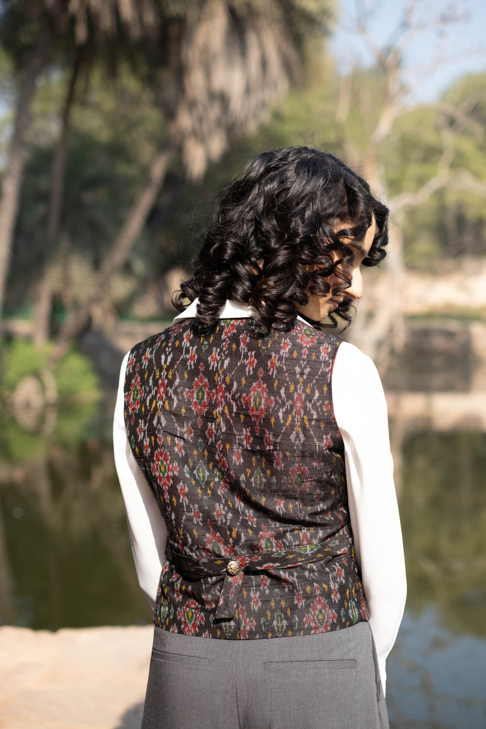 Munia Silk Ikat Sleeveless Waistcoat