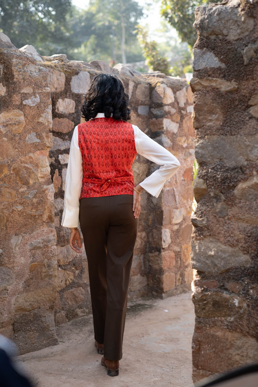 Munia Silk Ikat Sleeveless Waistcoat