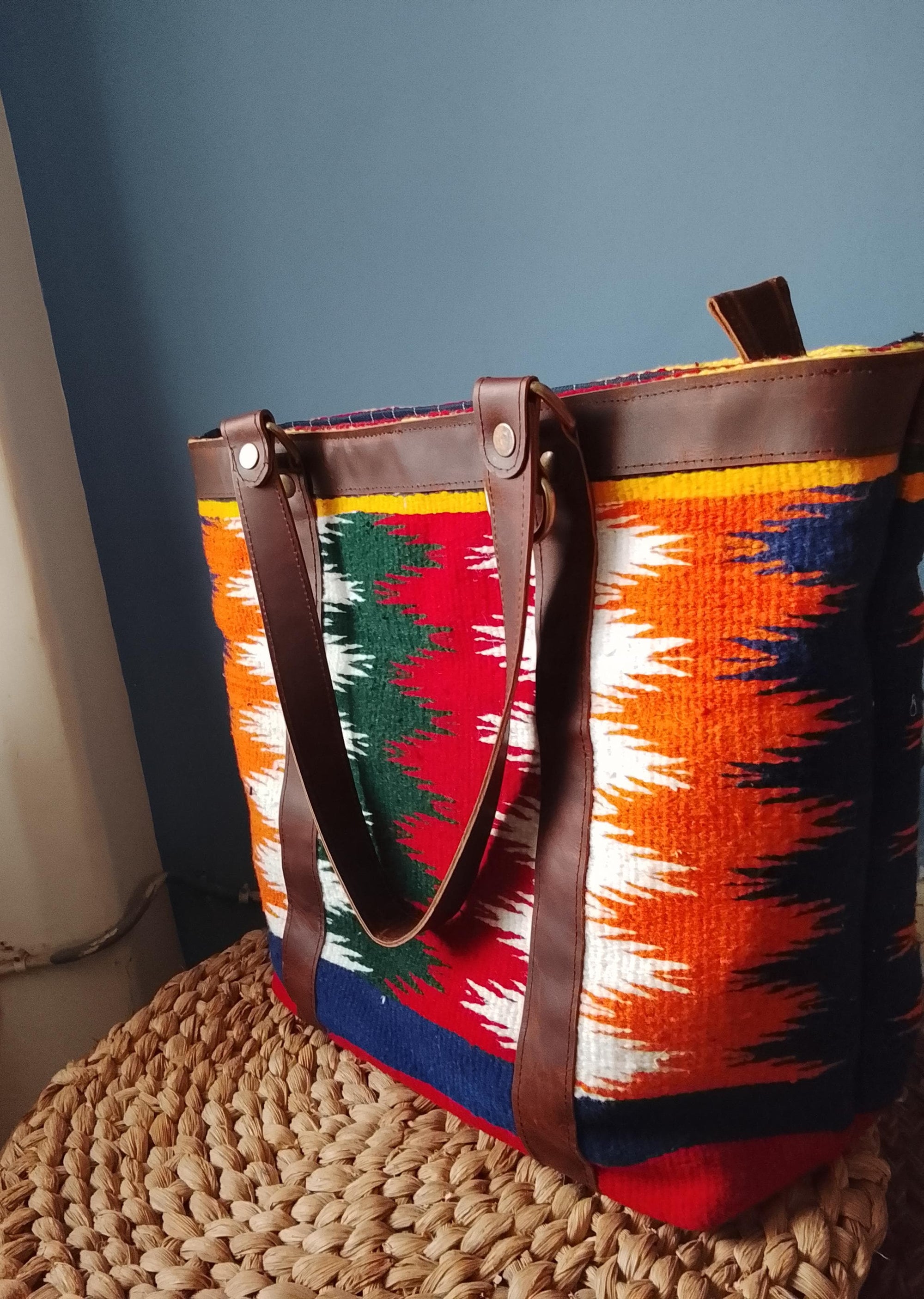 Patola ~ Multicoloured Zig Zag Medium Tote Bag