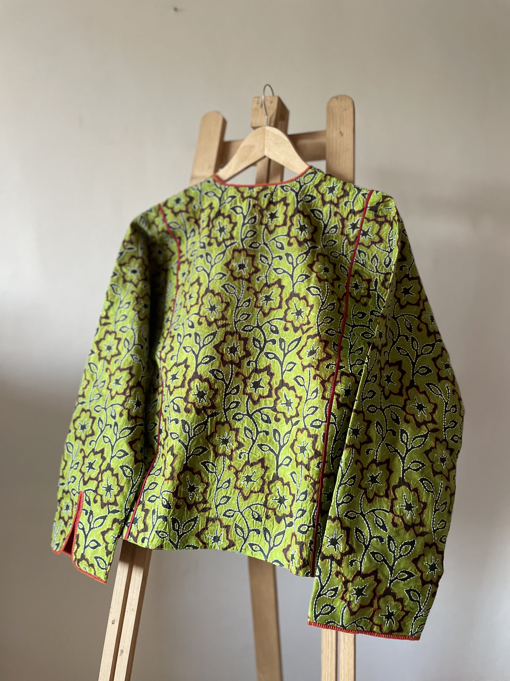 Saaras Blockprint Silk Kantha Overlay ~ M