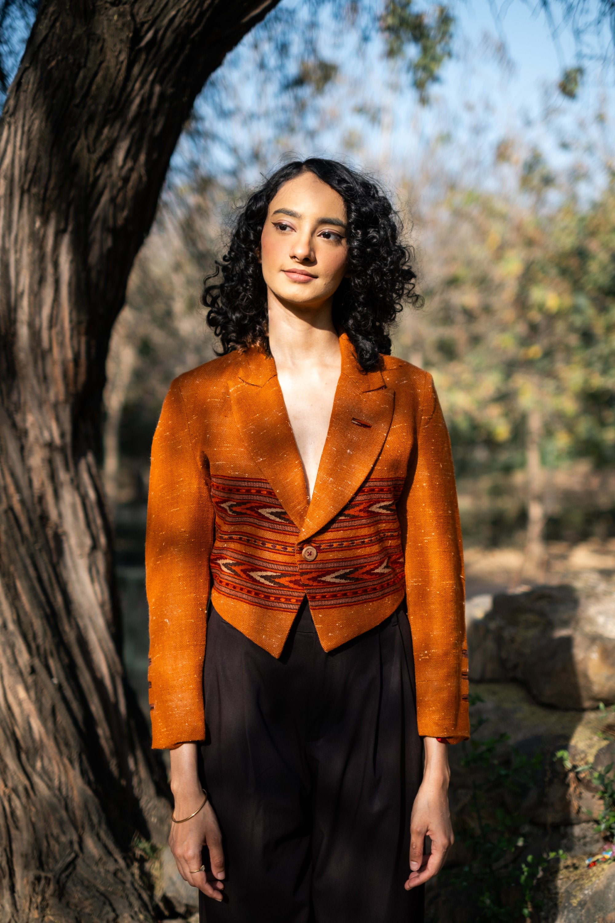 Monal Cropped Suit Jacket ~ Rust