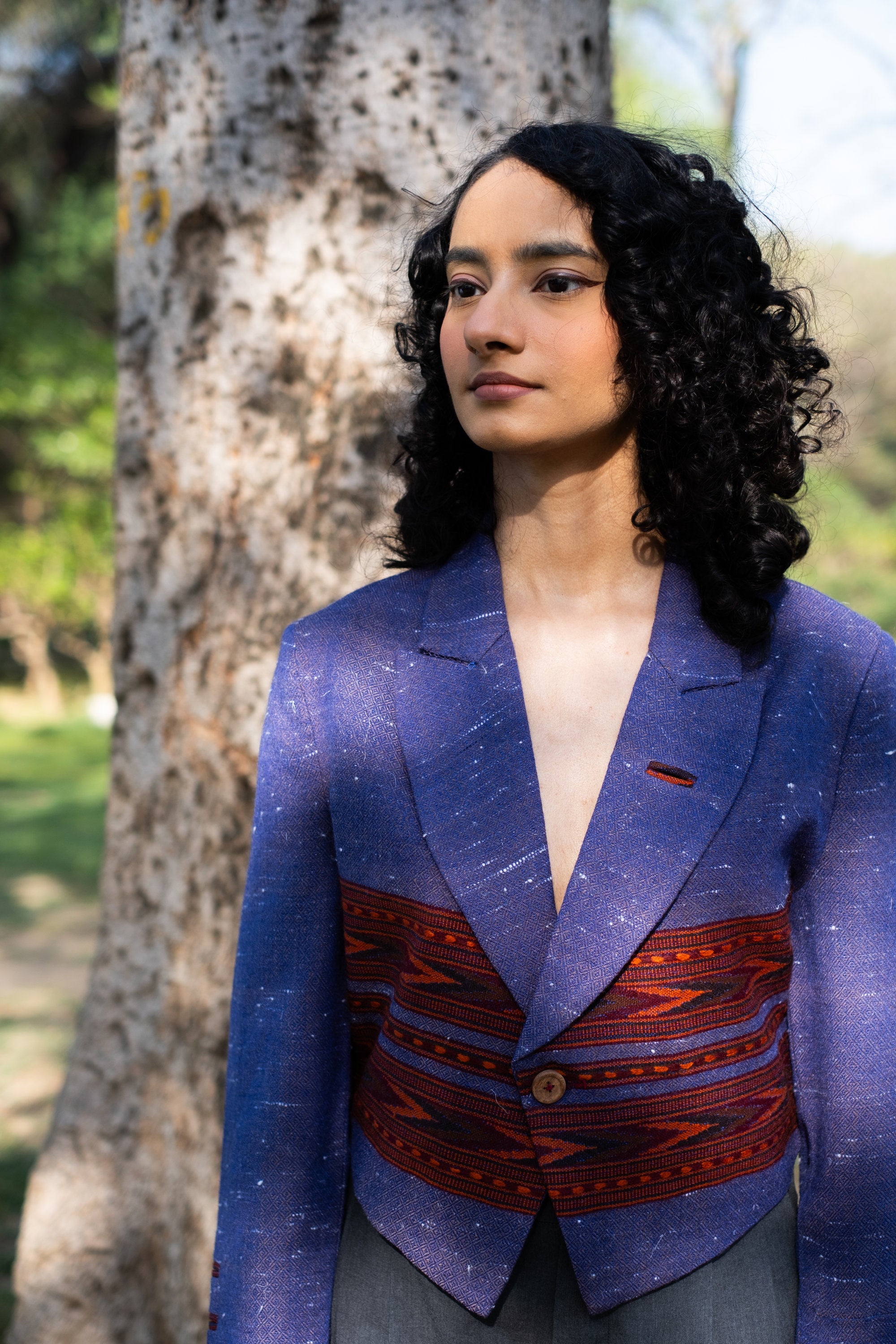 Monal Cropped Suit Jacket ~ Purple