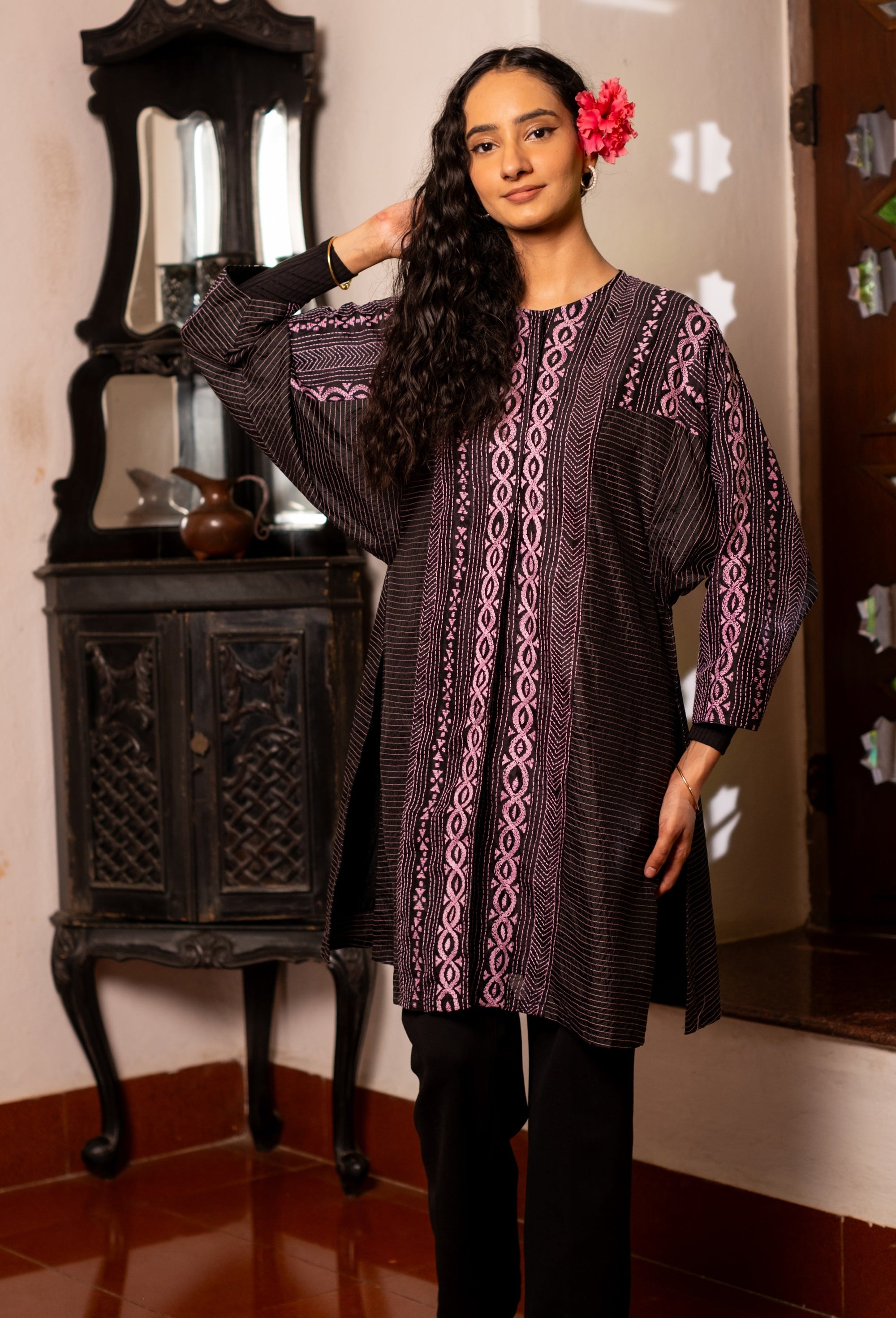 Saaras Silk Kantha Kimono Tunic ~MUKTKM01(S)