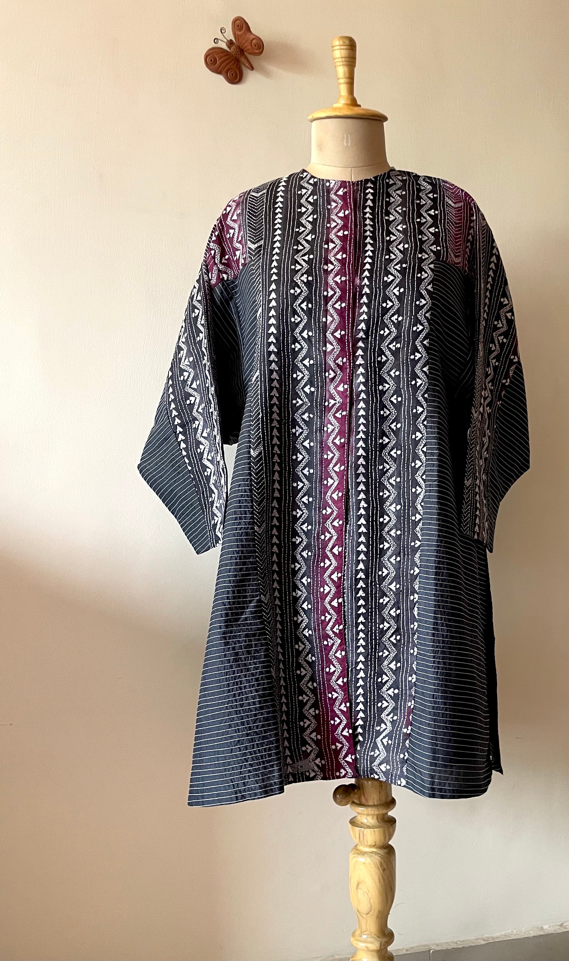 Saaras Silk Kantha Kimono Tunic ~MUKTKM03(M)