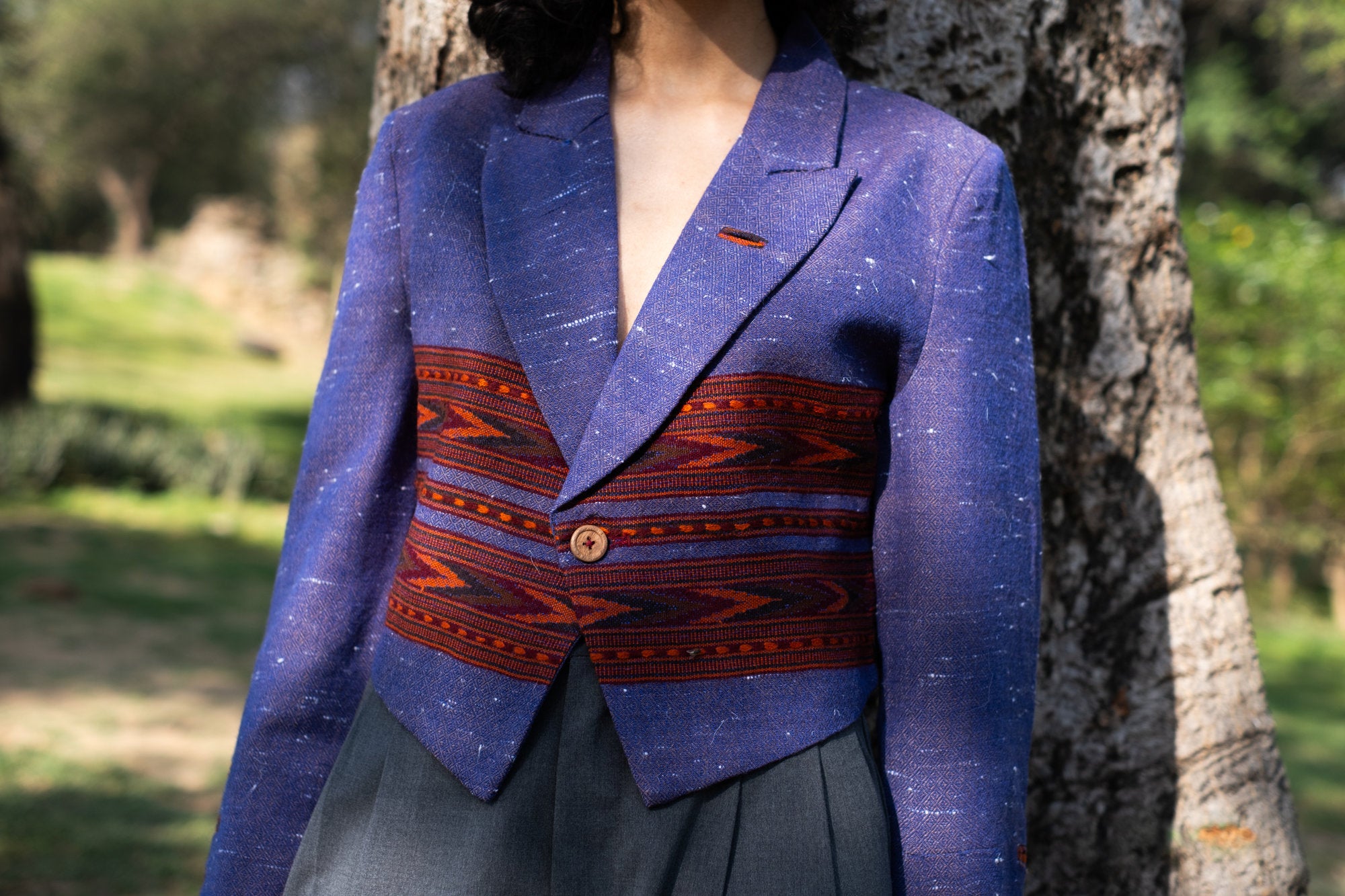 Monal Cropped Suit Jacket ~ Purple