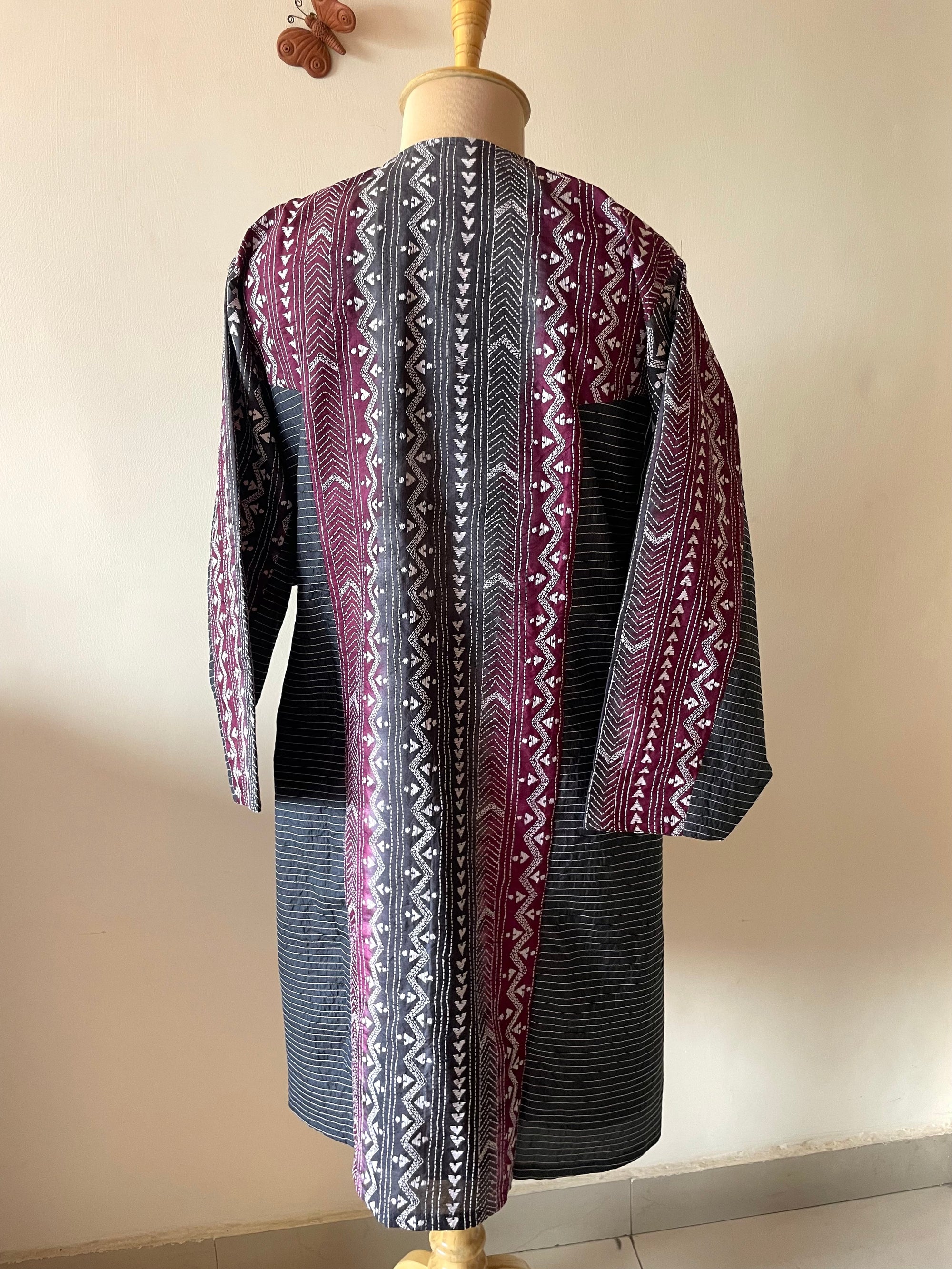 Saaras Silk Kantha Kimono Tunic ~MUKTKM03(M)