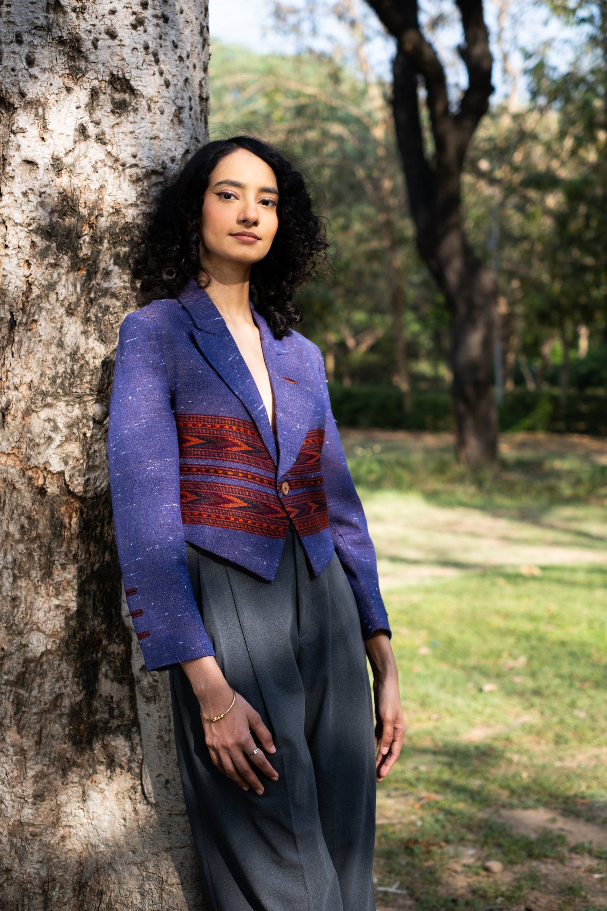 Monal Cropped Suit Jacket ~ Purple