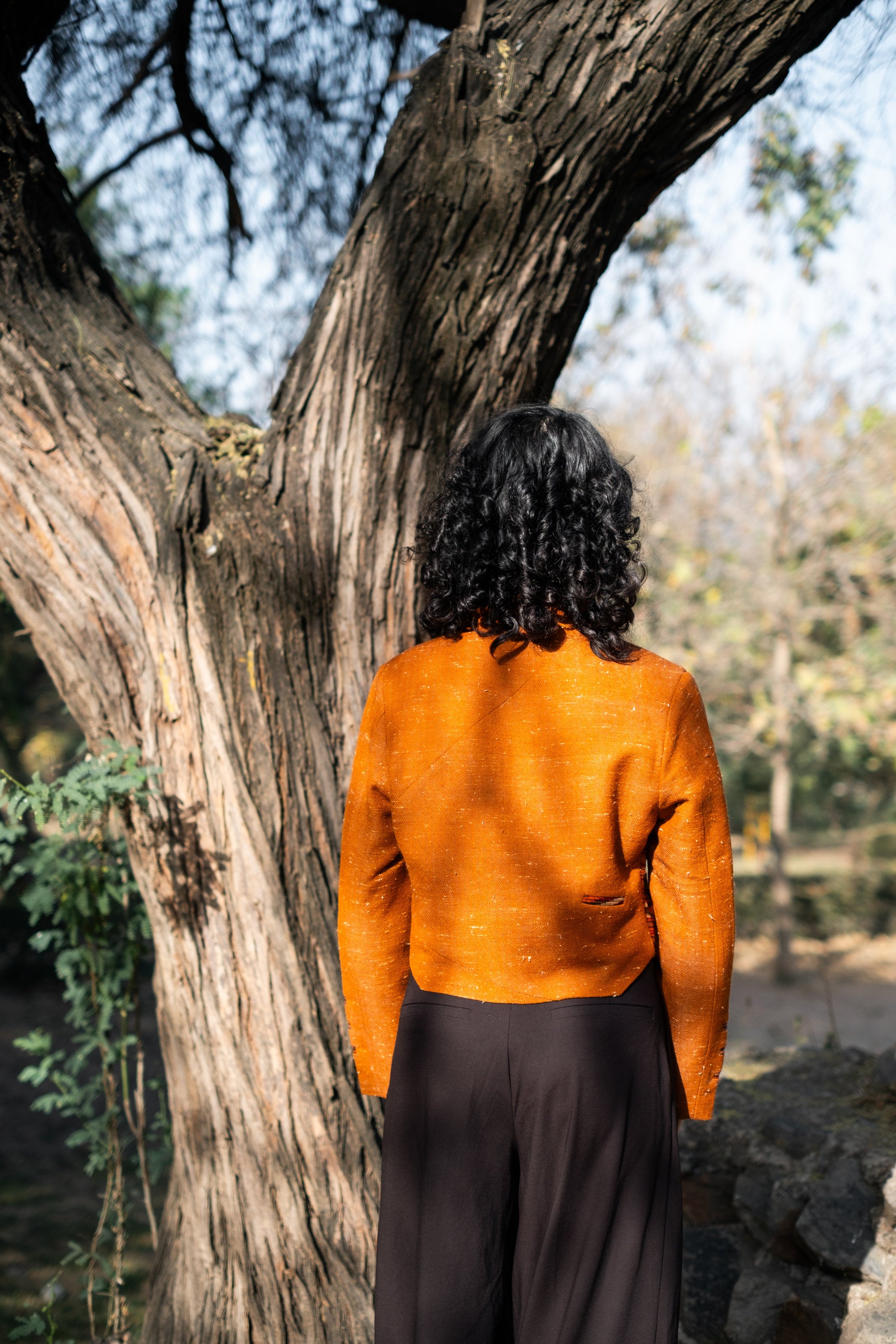 Monal Cropped Suit Jacket ~ Rust