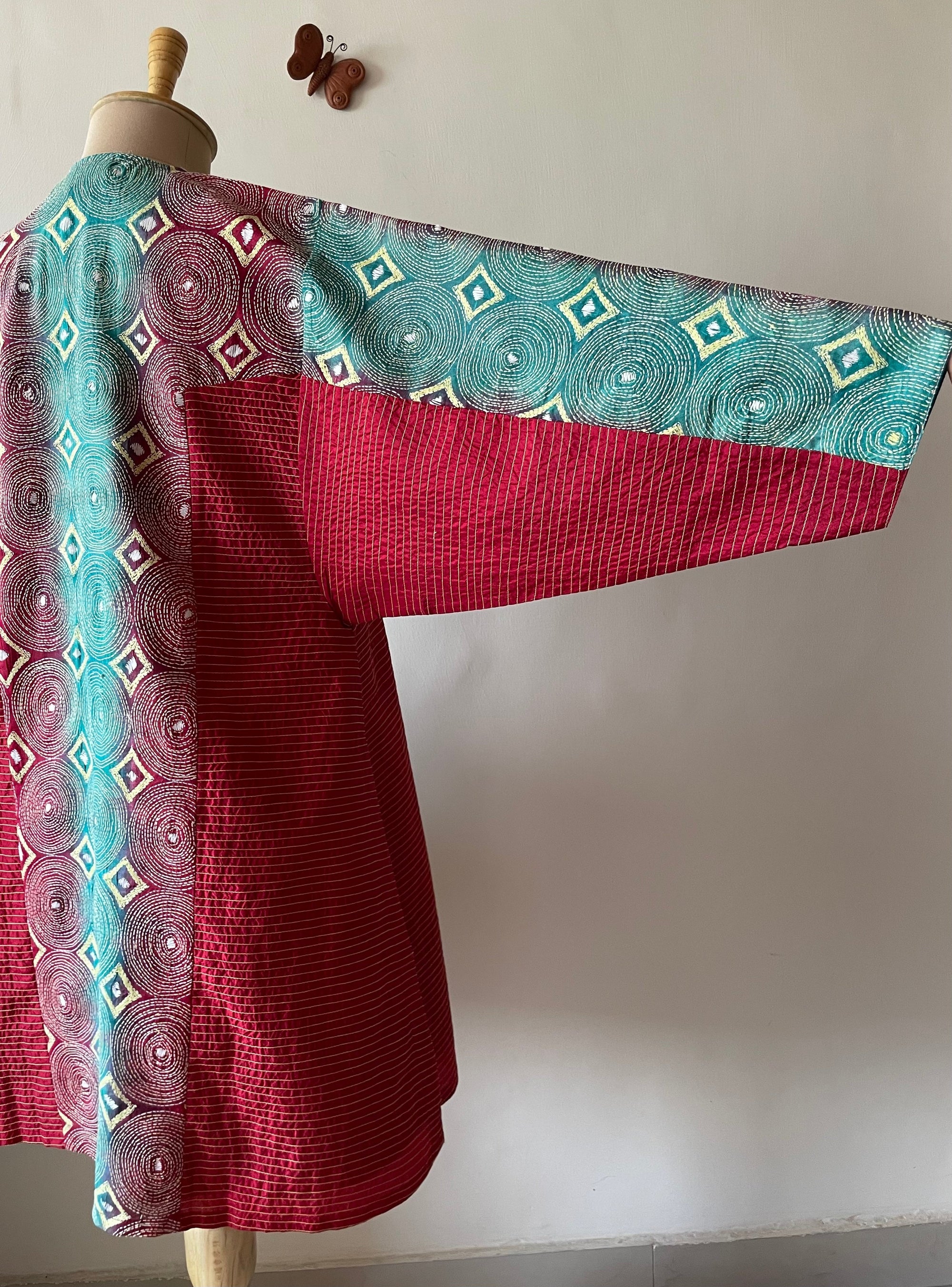 Saaras Silk Kantha Kimono Tunic ~MUKTKM04(S)
