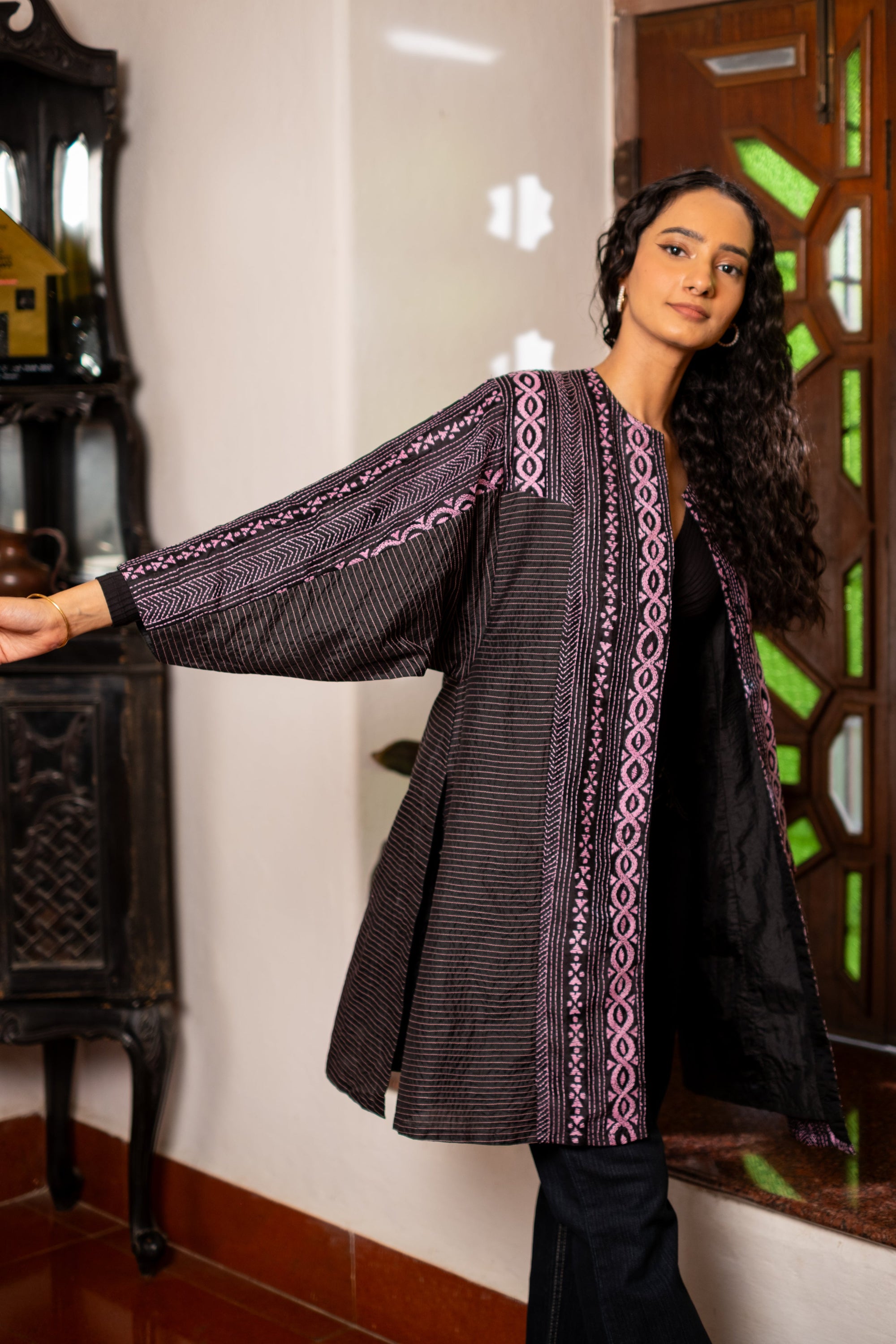 Saaras Silk Kantha Kimono Tunic ~MUKTKM05(M)