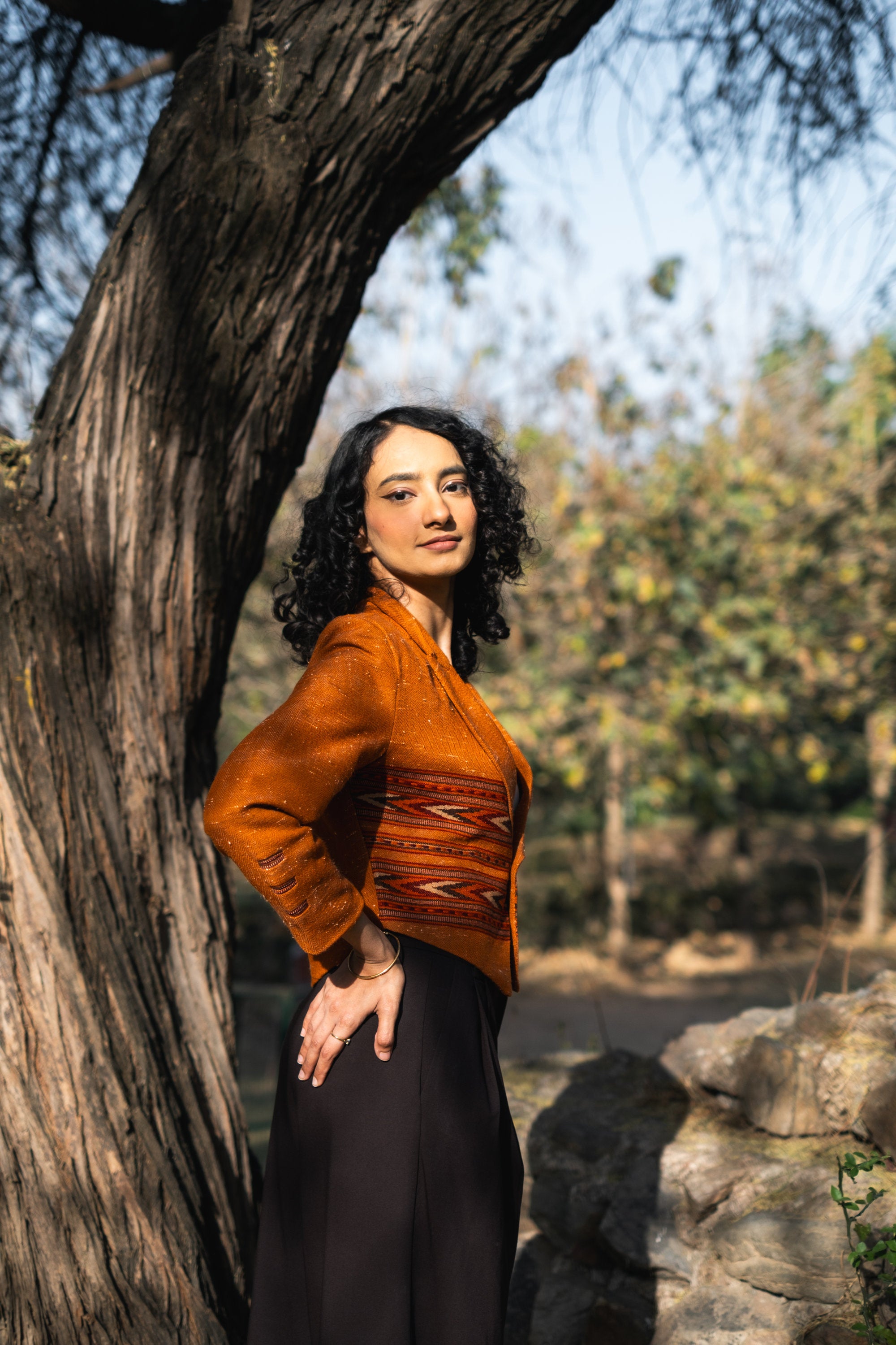 Monal Cropped Suit Jacket ~ Rust