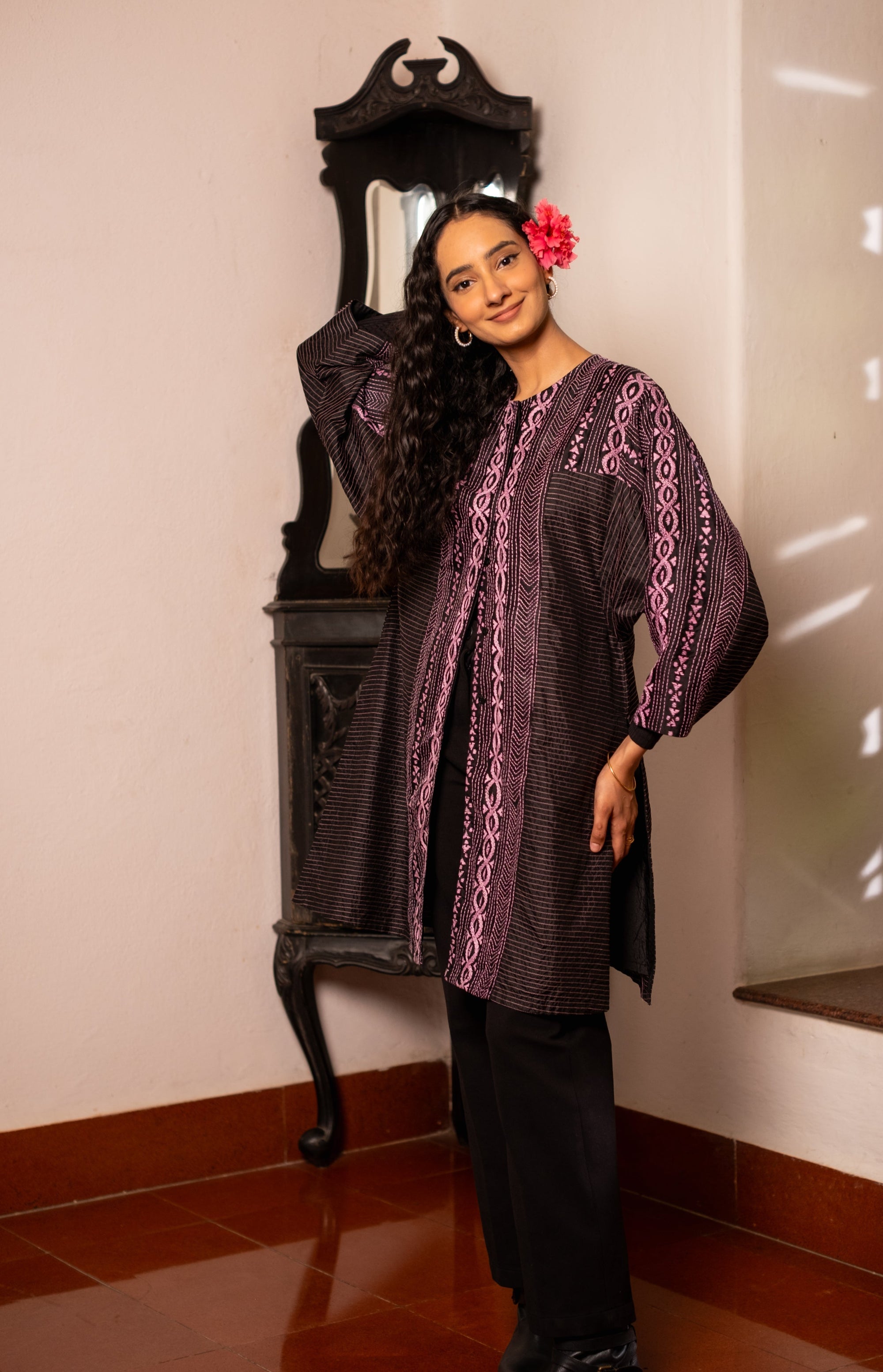 Saaras Silk Kantha Kimono Tunic ~MUKTKM02(S)