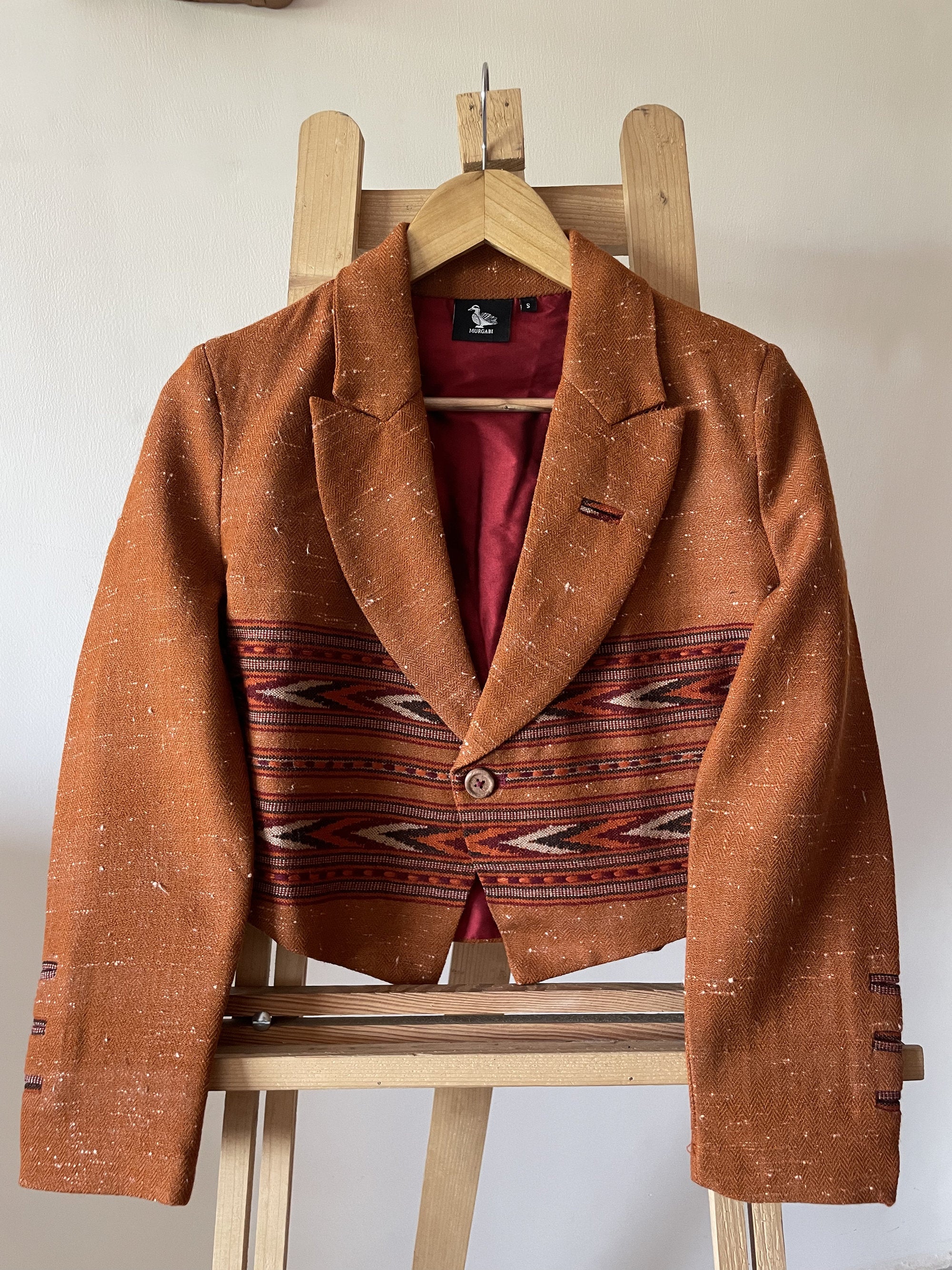 Monal Cropped Suit Jacket ~ Rust