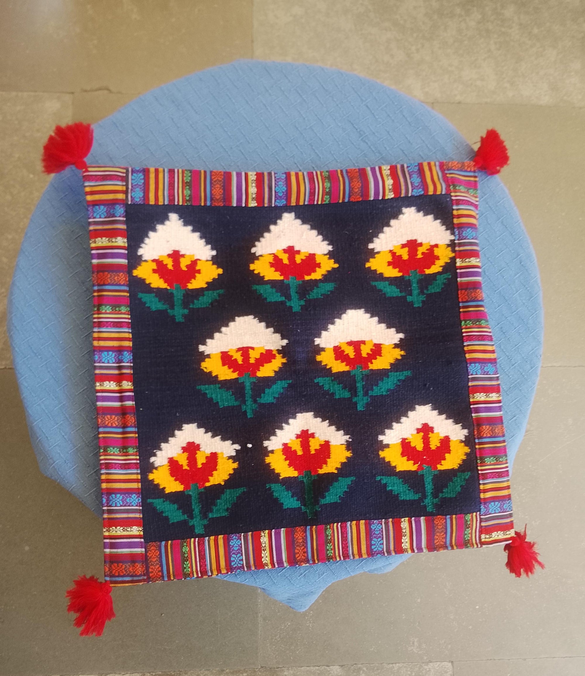 Woven Cotton Bloom Cushion cover