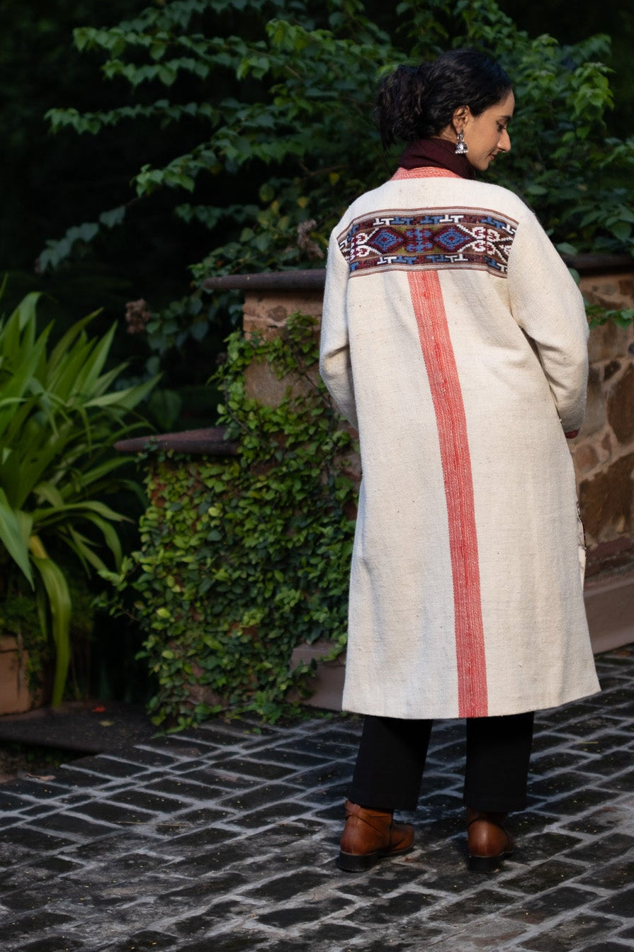 Pahadi Mist Long Coat~Cream