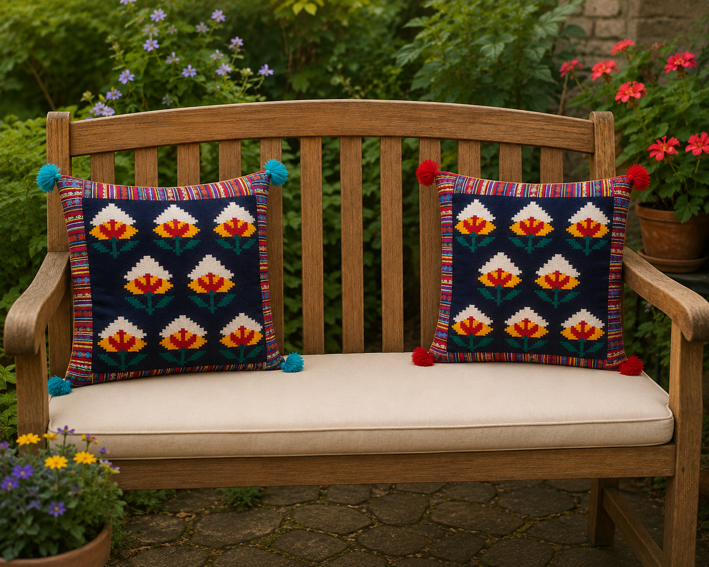 Woven Cotton Bloom Cushion cover