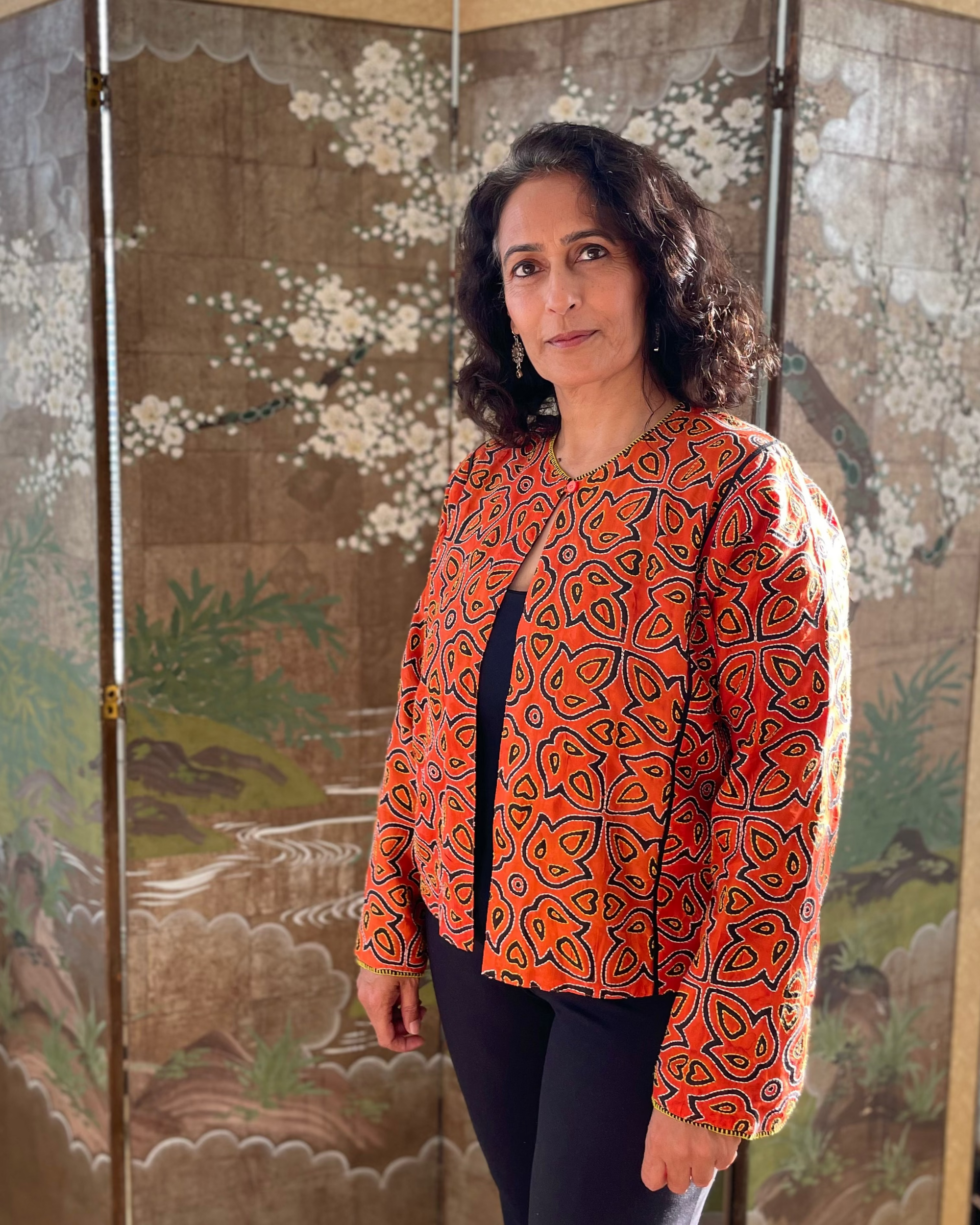Saaras Blockprint Silk Kantha Overlay