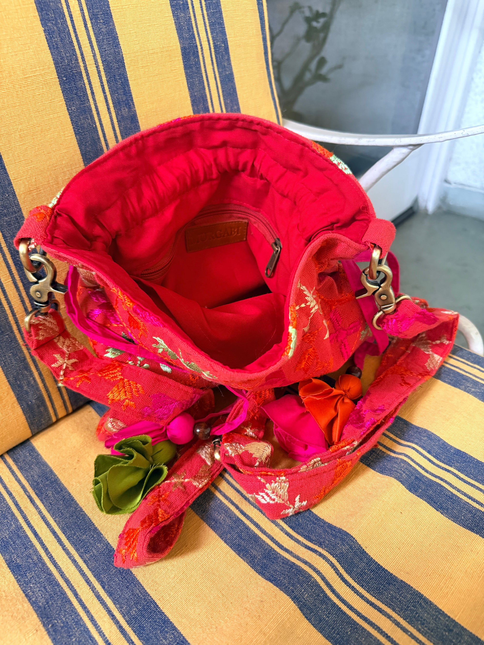 Phulkari Potli Bag~Dark Pink