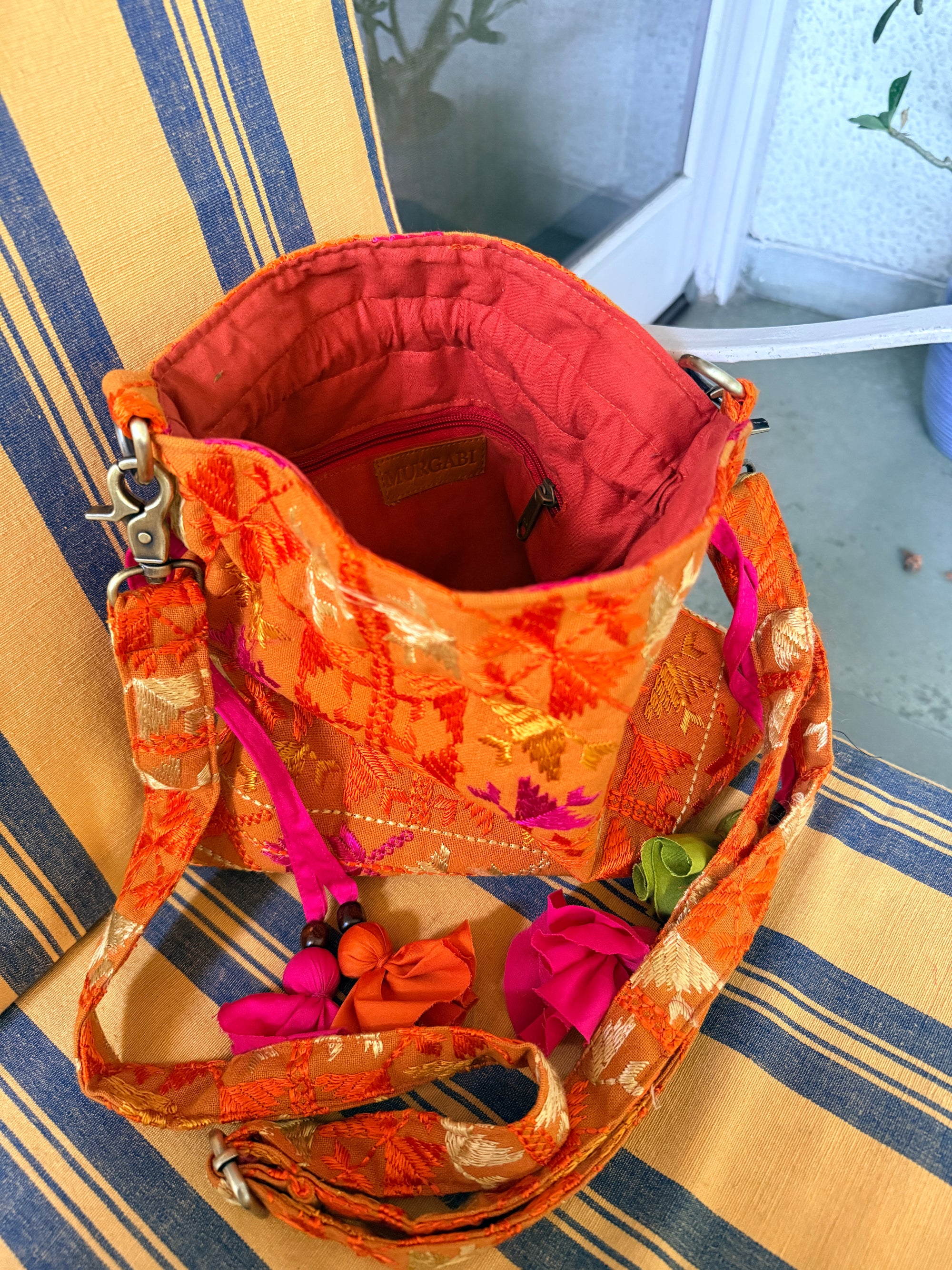 Phulkari Potli Bag~Mustard