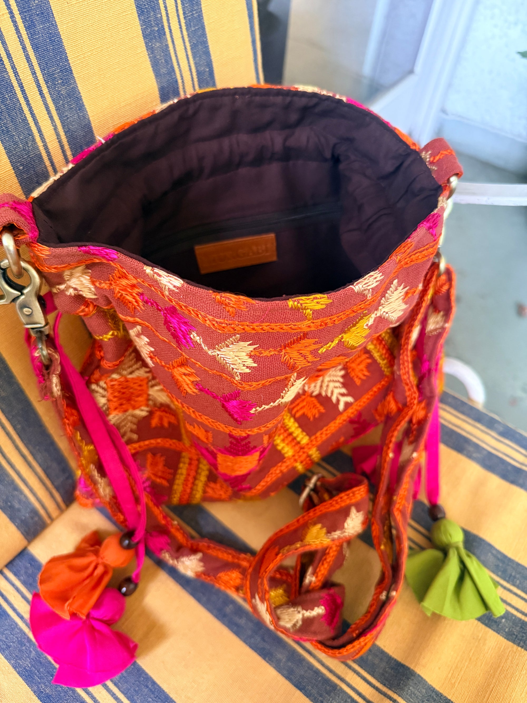 Phulkari Potli Bag~Maroon