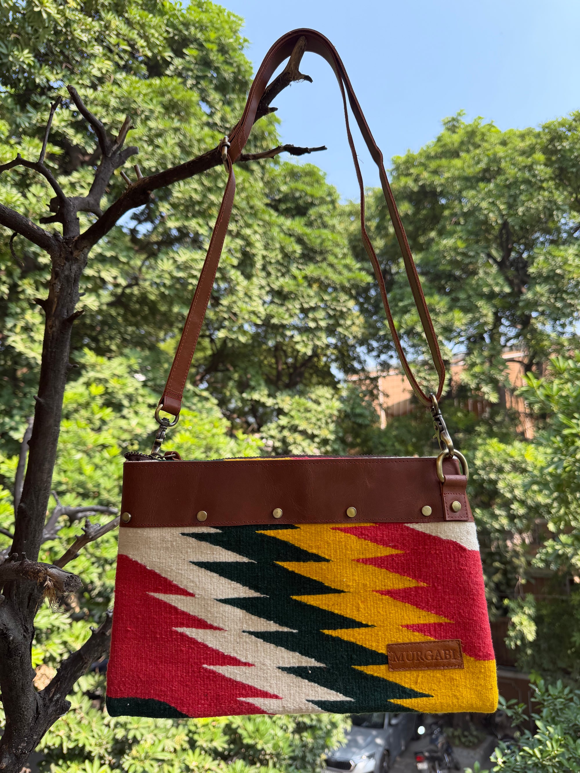 Whistle Duck Sling Bag ~ Red Orange Green