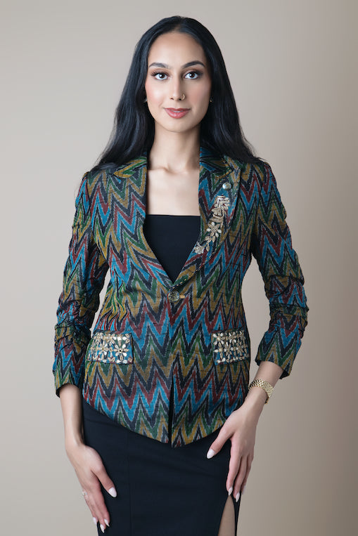 Jungli Murgi Raw Silk Embroidered Jacket