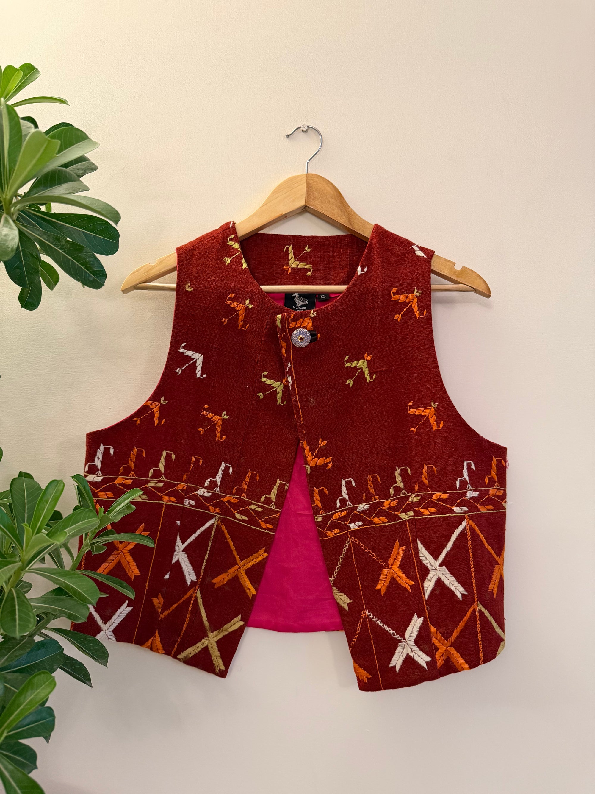 Chidiyaa Phulkari Sleeveless Jacket ~ US16