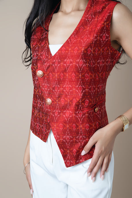 Munia Silk Ikat Suit Vest