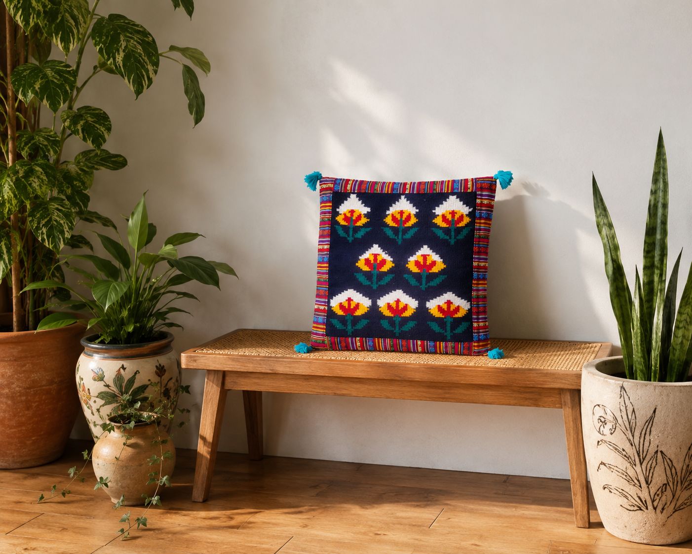 Woven Cotton Bloom Cushion cover