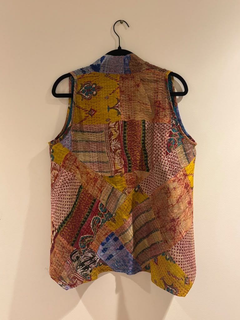 Kantha Silk Patchwork Overlay-Blue,Purple,Maroon,Green(L)