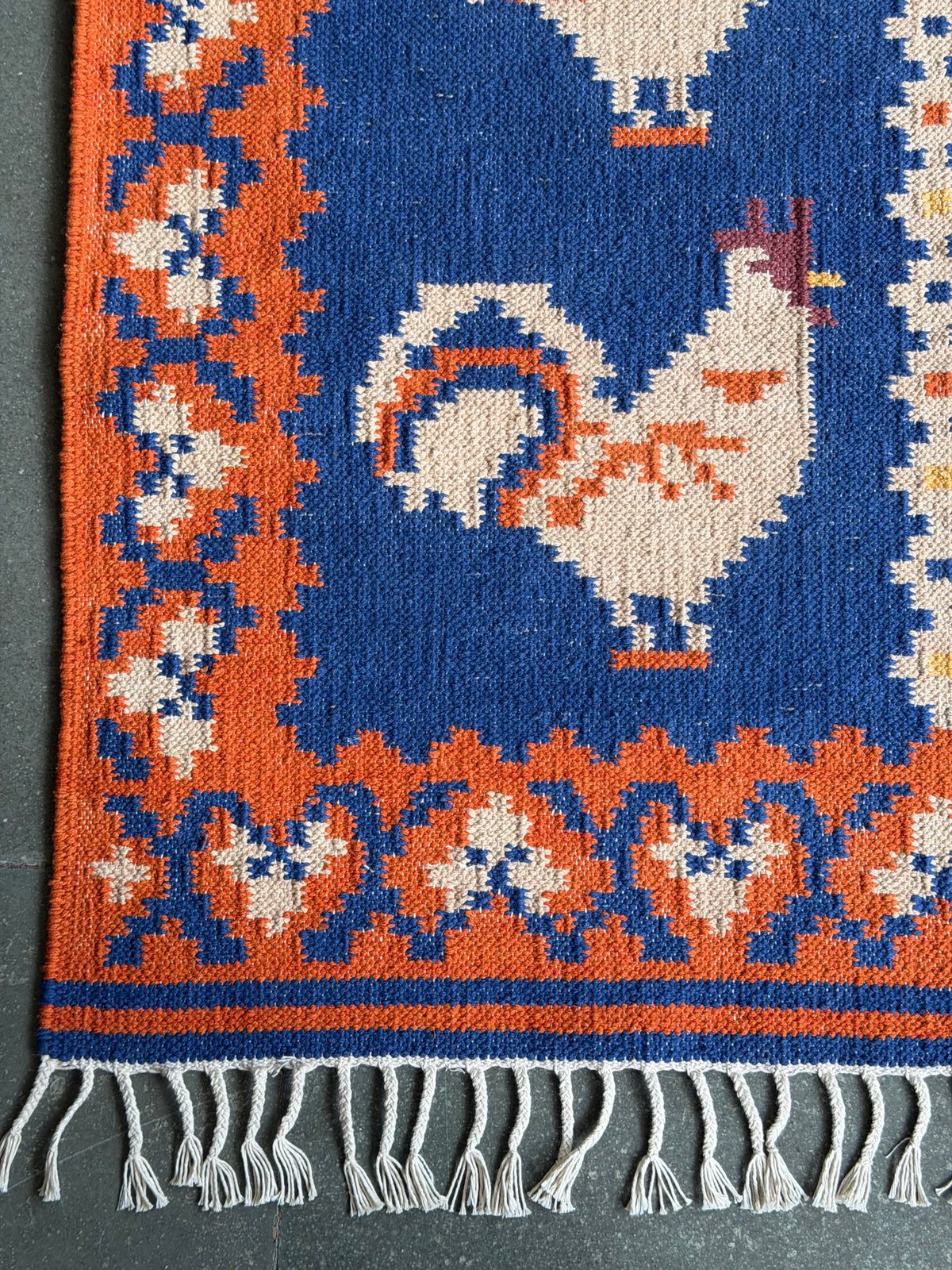 Rising Rooster Durrie ~ Blue&amp;Orange