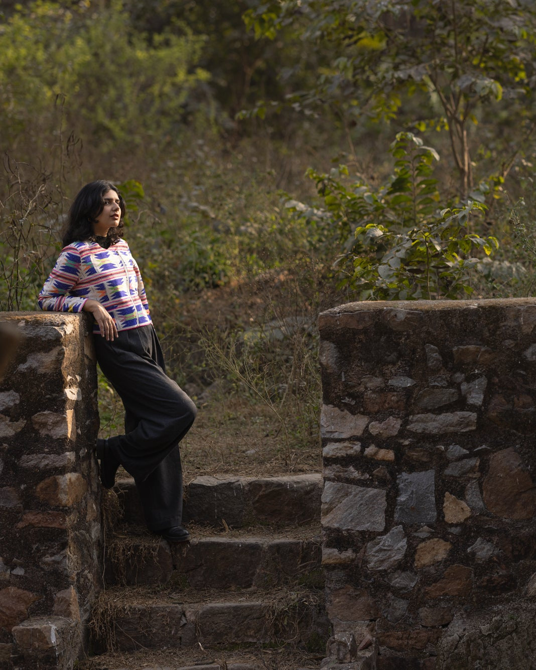 Bulbul Jacquard Biker Jacket~Blue