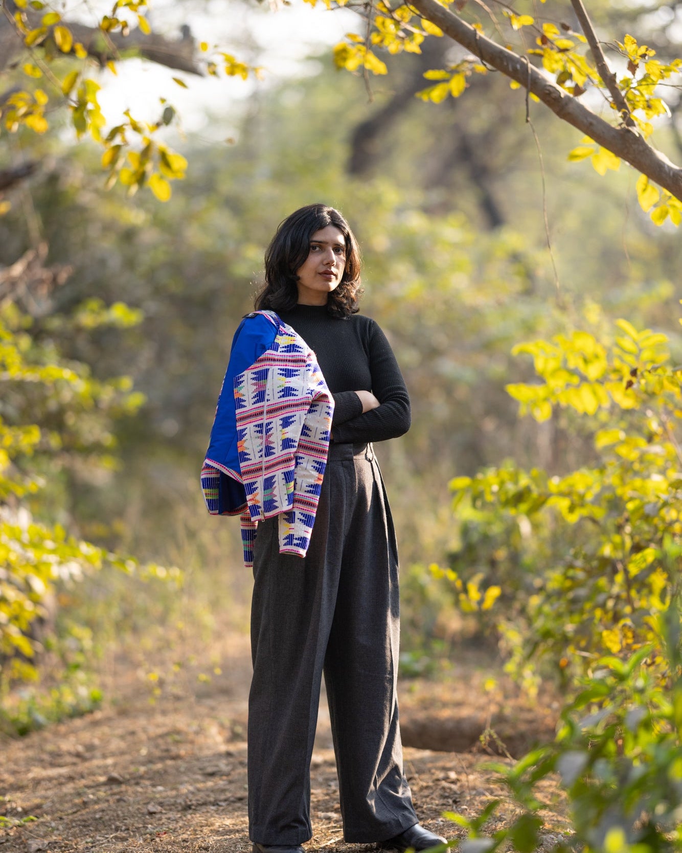 Bulbul Jacquard Biker Jacket~Blue